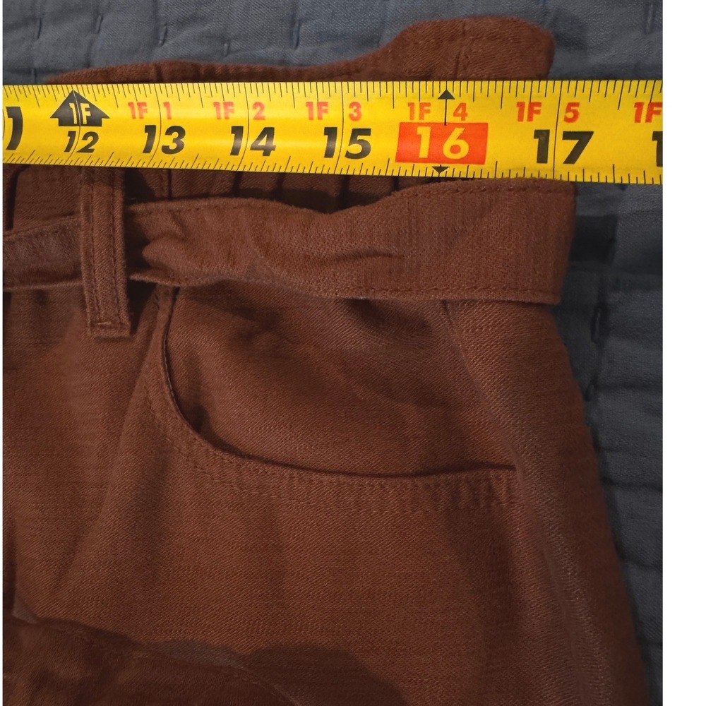 J.Crew Rust Brown Cotton Twill Paperbag Full-Length Pants Women's 8 Belted - Picture 9 of 11